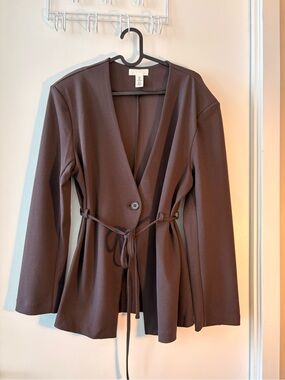 H&M Dark Brown Tie-Belt Jacket – Size S